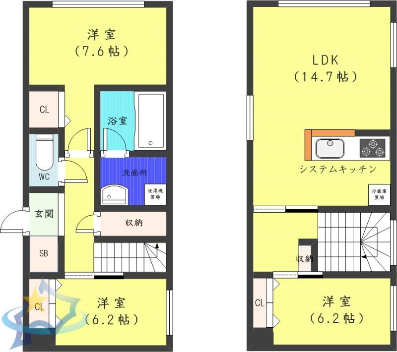 シャーメゾン杜(3LDK/1階)の間取り写真