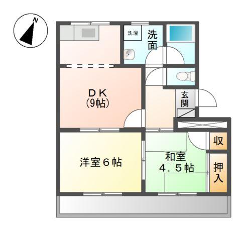 サンパーク(2DK/2階)の間取り写真