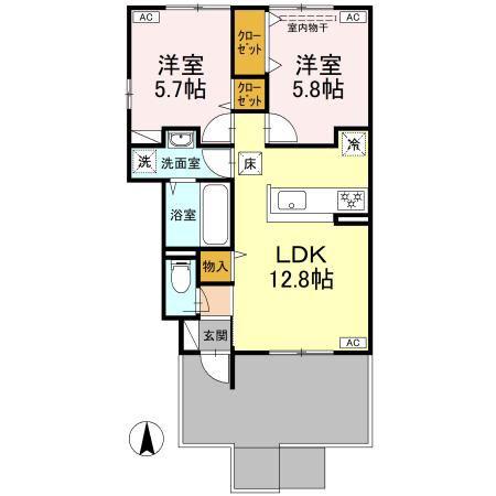 エトワール A棟(2LDK/1階)の間取り写真