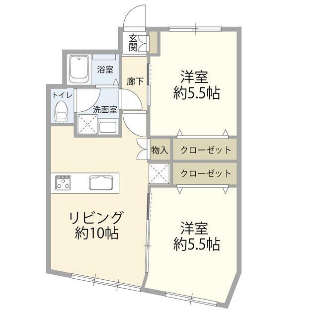 たまプラーザ駅前共同ビル(2LDK/5階)の間取り写真