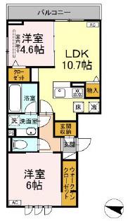 D-CRINUM 下土狩II(2LDK/1階)の間取り写真
