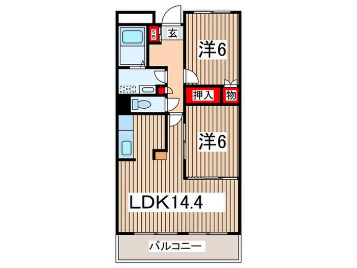 ステーションプラザⅡ(2LDK/6階)の間取り写真