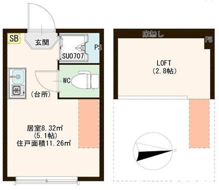 ハーモニーテラス成田東II(ワンルーム/1階)の間取り写真