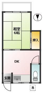 晴海荘(1K/2階)の間取り写真