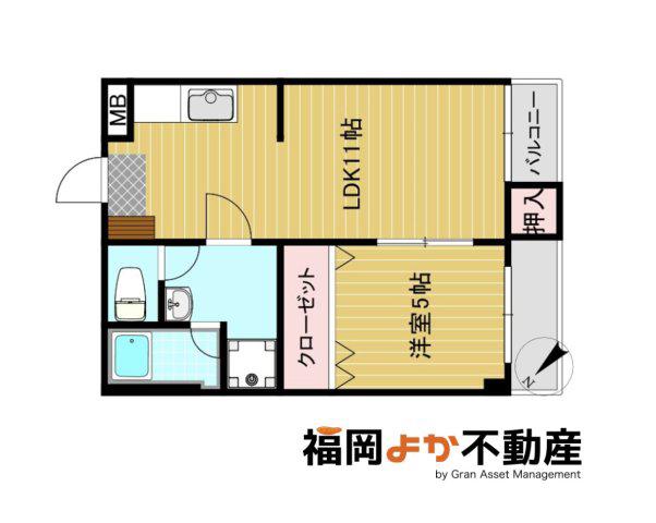 小山ビル(1LDK/5階)の間取り写真