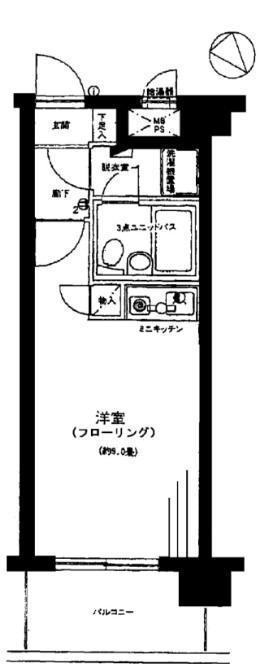 ライオンズシティ蕨(ワンルーム/2階)の間取り写真