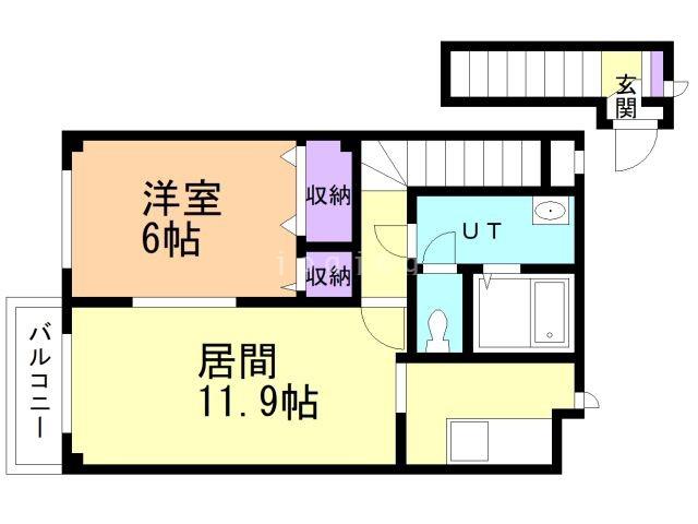 ファインヴィラII(1LDK/2階)の間取り写真