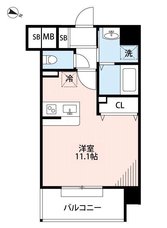 CHELSEA MANOR新屋敷(ワンルーム/5階)の間取り写真