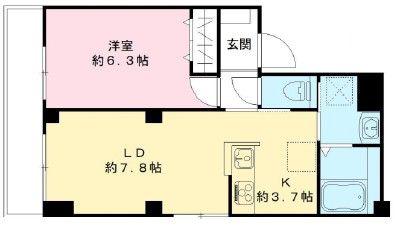 グランドグレース神楽坂(1LDK/2階)の間取り写真