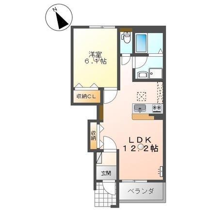 ハイツ江昭 A(1LDK/1階)の間取り写真