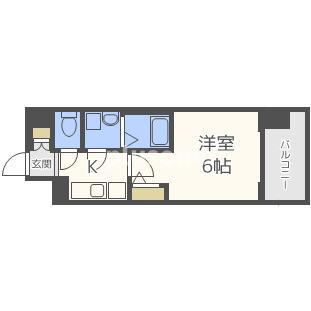 エスリード本町靱公園レジデンス(1K/14階)の間取り写真