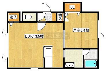 アヴァンティII(1LDK/1階)の間取り写真