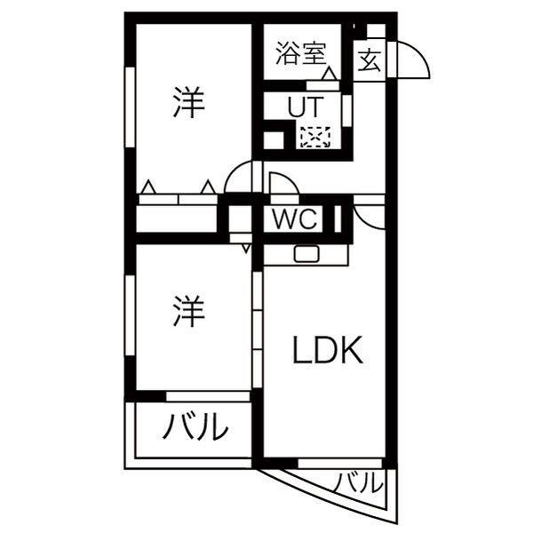 ラークヒルズマンション(2LDK/2階)の間取り写真