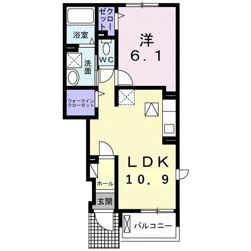プラシード武庫町(1LDK/1階)の間取り写真