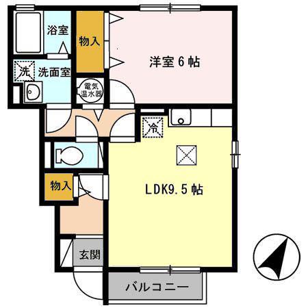 アネシスI(1LDK/1階)の間取り写真