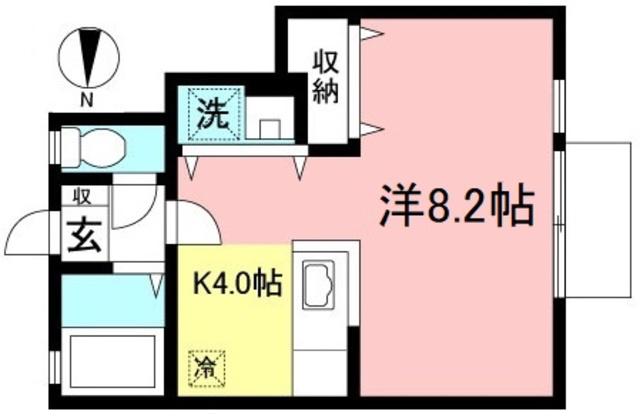 オレンジペコ(1K/1階)の間取り写真