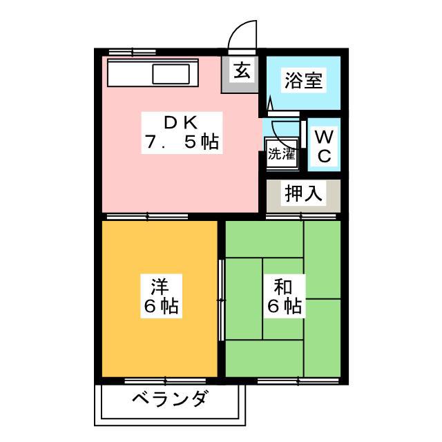 CRESCENDO SAKAI(2DK/2階)の間取り写真