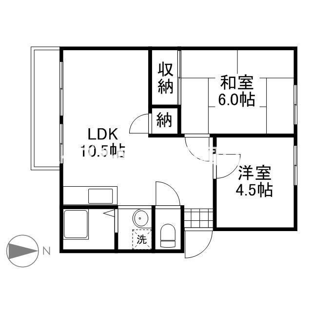 メゾンカルム(2LDK/2階)の間取り写真