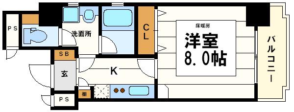 キャナルコート内久宝寺(1K/6階)の間取り写真