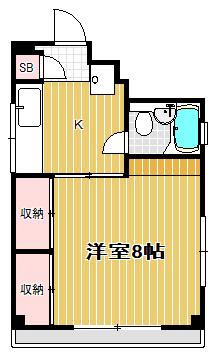 鳥利マンション(1K/2階)の間取り写真