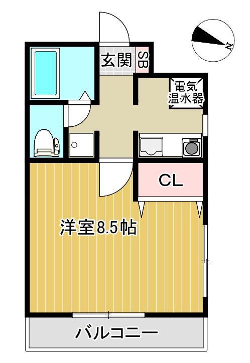 サンシティ笹口(1K/3階)の間取り写真