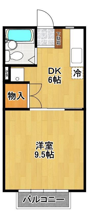 アミューズハイツ(1DK/2階)の間取り写真