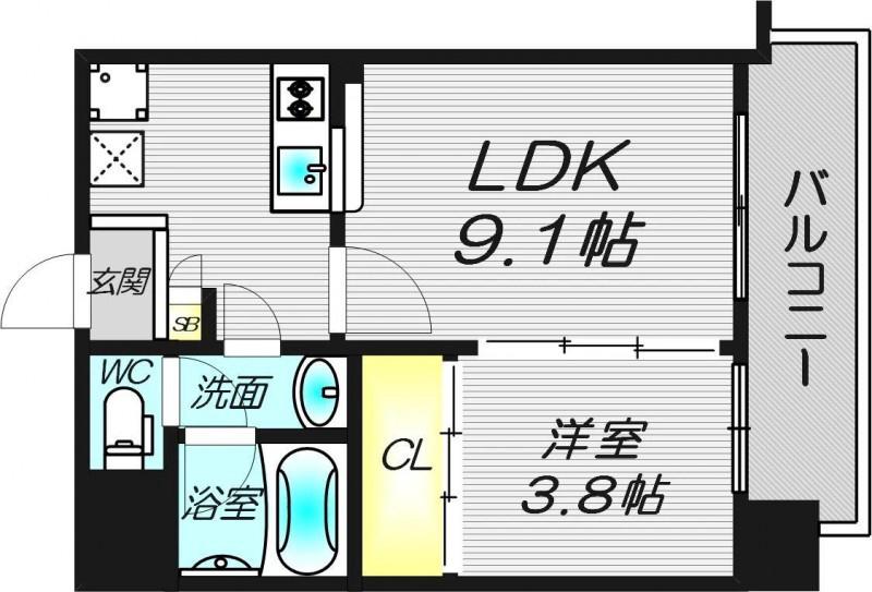 FELIS塚本(1LDK/8階)の間取り写真
