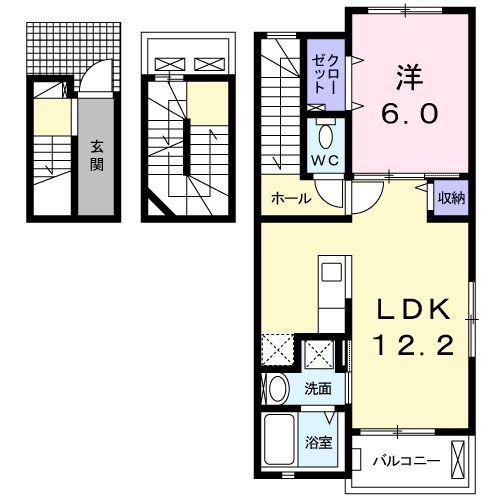 ミルクール(1LDK/3階)の間取り写真