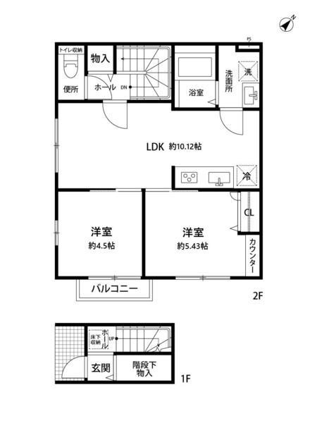 SOLEIL UEHARA(2LDK/2階)の間取り写真