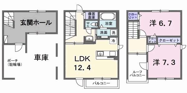 プレシャス・スペース2(2LDK/1階)の間取り写真