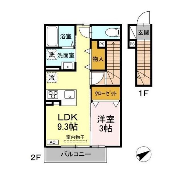 上石田2丁目PJ(1LDK/2階)の間取り写真