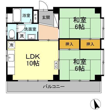 泉ハイツ(2LDK/3階)の間取り写真