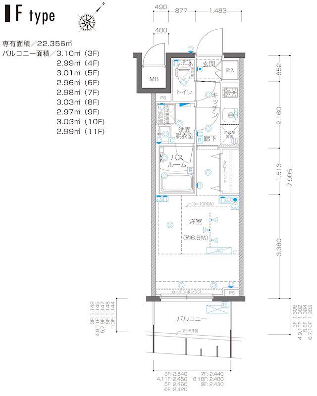ズーム横浜関内(1K/4階)の間取り写真