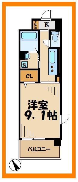 フルーレII(1K/3階)の間取り写真