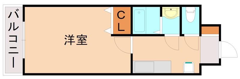 プリンセス香春口(1K/4階)の間取り写真