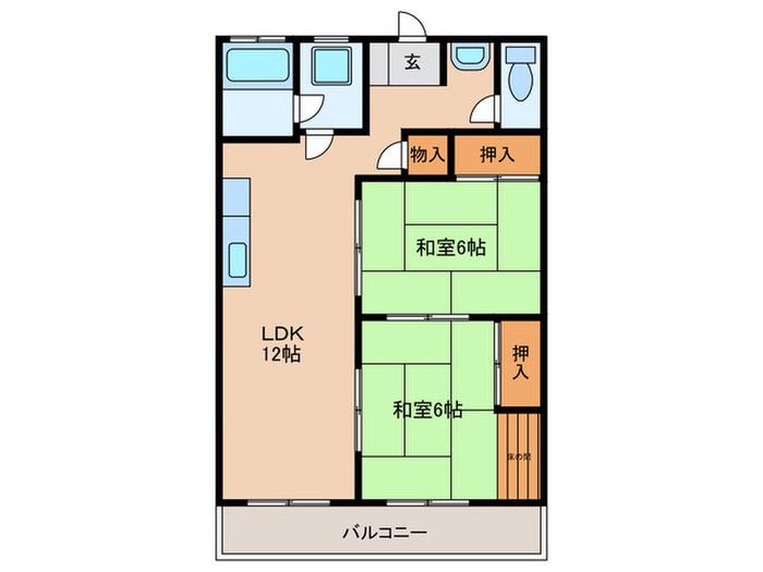 グランドマンション(2LDK/4階)の間取り写真