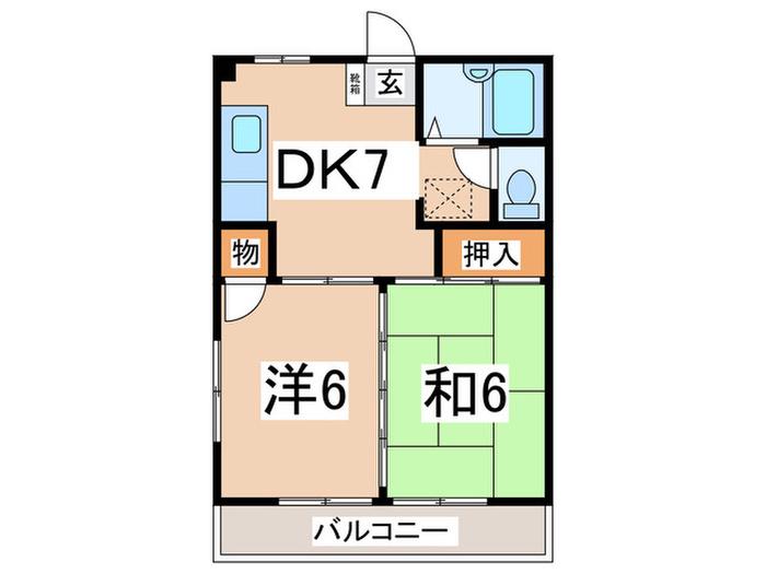 SMT89(2DK/2階)の間取り写真