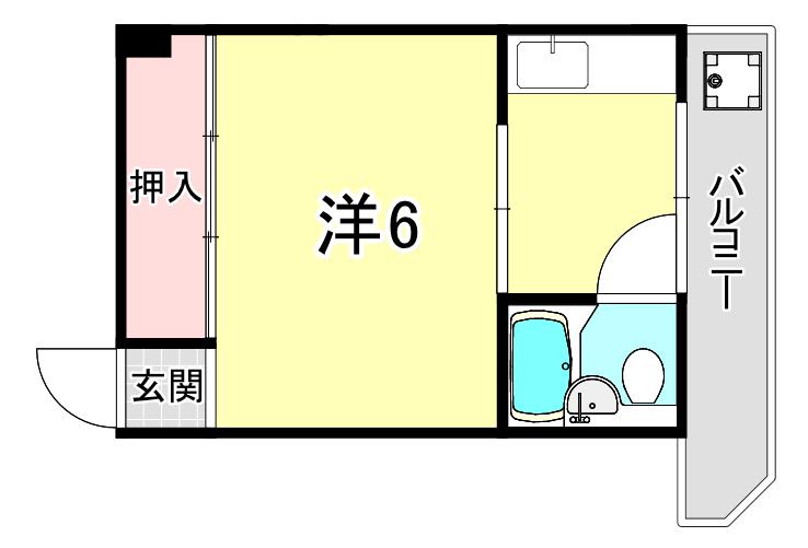 園田岡崎ハイツ(1K/2階)の間取り写真