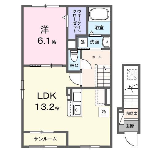 ウエストヒルズパーク 2(1LDK/2階)の間取り写真
