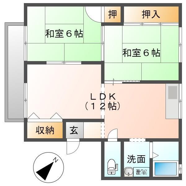プチヴェールSATOH(2LDK/2階)の間取り写真