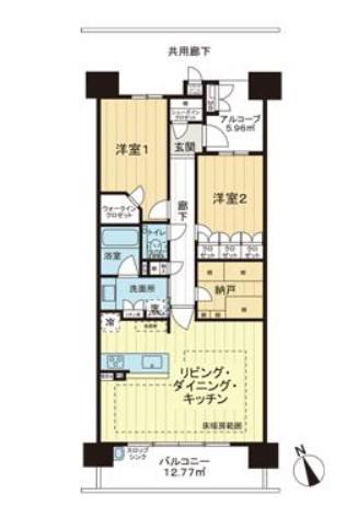 アルバックスタワー刈谷ステーション(2LDK/13階)の間取り写真