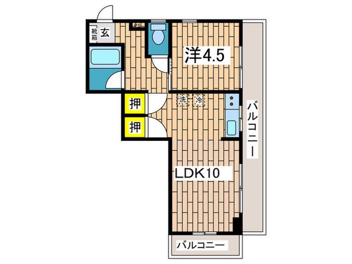 ビスタ長沢(1LDK/2階)の間取り写真
