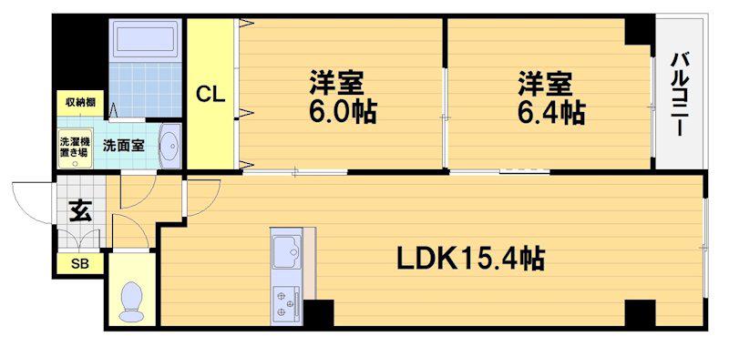 第45長栄シャルト五条(2LDK/2階)の間取り写真