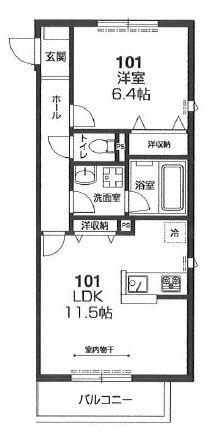 メゾンけやき台(1LDK/1階)の間取り写真