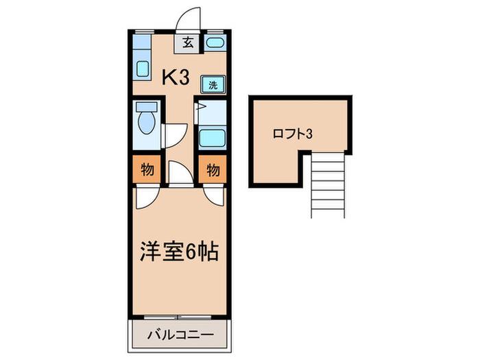 グレス喜多見(1K/2階)の間取り写真