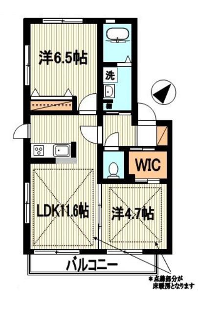 ローラス・S(2LDK/2階)の間取り写真