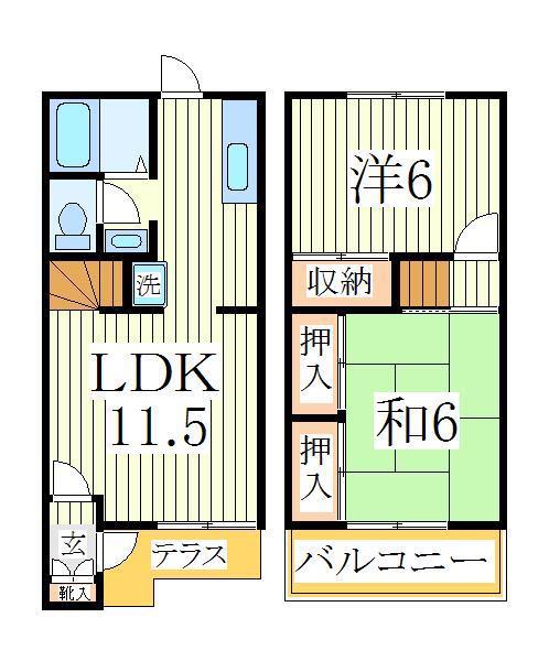 グリーンハイツ柴崎I番館(2LDK/1階)の間取り写真