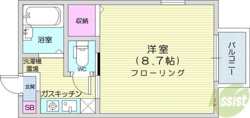 カーサ宮千代(1K/1階)の間取り写真