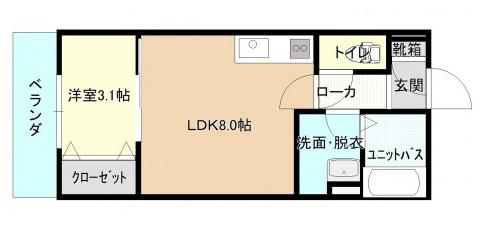 ルアル大門(1LDK/3階)の間取り写真