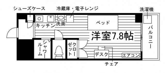 ロイヤルリッチ(ワンルーム/2階)の間取り写真